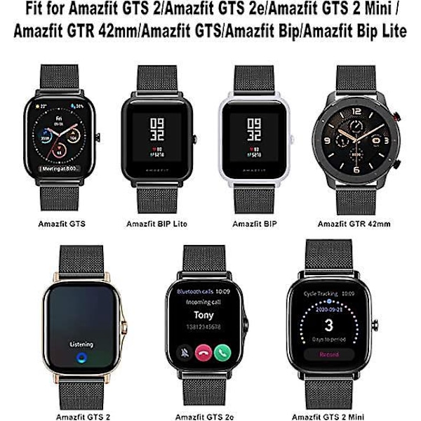 Rostfritt stål vävt watch för Amazfit GTS 2, GTS 2 Mini, Bip, GTS 3, GTS 2e och GTR 40mm