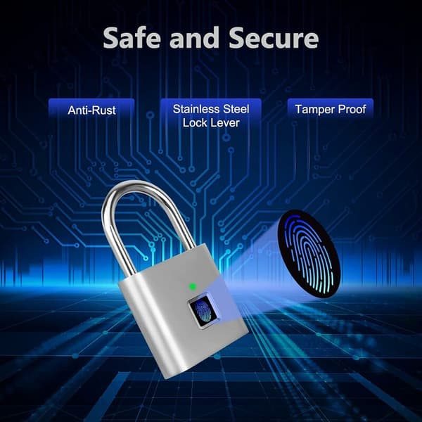 Fingeravtrykkshengelås, vanntett fingeravtrykkslås, med USB-lading