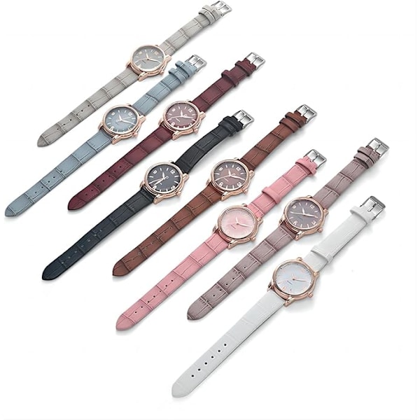 Armbandsur för kvinnor, moderiktig kvartsanalog damklocka med läderrem