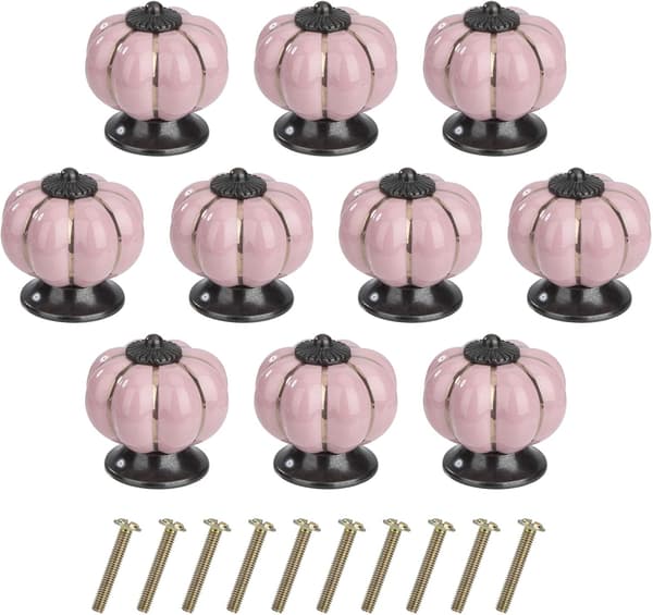 10 Stycken Rosa Skåpknopp Rund Dörrknopp Pumpa Form Drag H