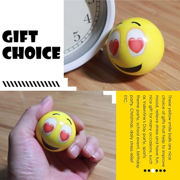 Ljusa Mini Anti-Stress Smile Face Squeeze Bollar, Portabla Lätta Stressreducerande Skumbollar för Vuxna & Studenter, Perfekt för Fest