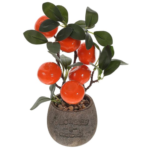 Simuloitu appelsiinibonsai-sisustus, kodin koristeellinen hedelmäbonsai, tekopuu-koriste