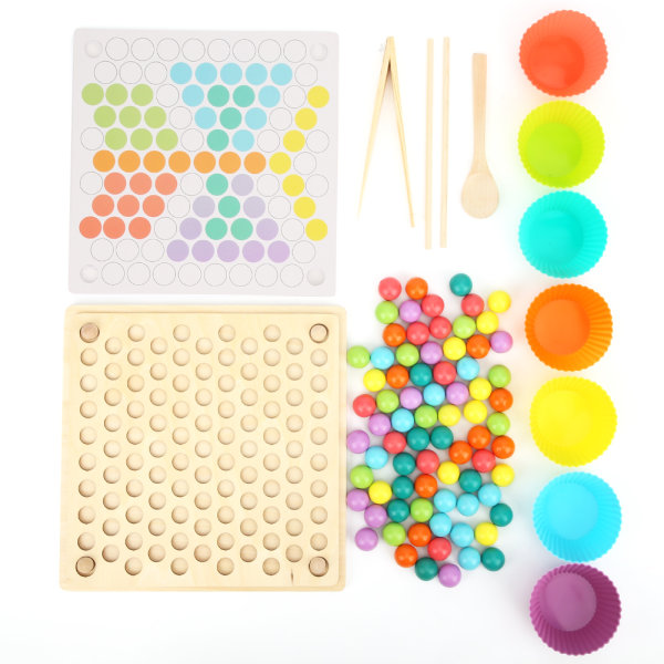 Clip Bead Game Färgigenkänning Förälder-barn Interaktion Pedagogiska pusselleksaker i trä