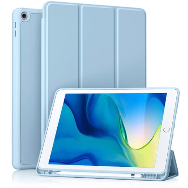 Stilrent etui til iPad 7/8/9 10.2\" lyseblå farvematchende blødt