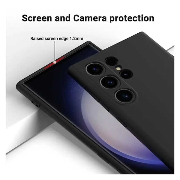Samsung S24 Ultra Gummibelagd Mattsvart Skal Kameraskydd Liquid - Svart