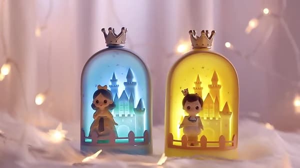 2-pak kreativ eventyrprins og prinsesse natlys håndværk