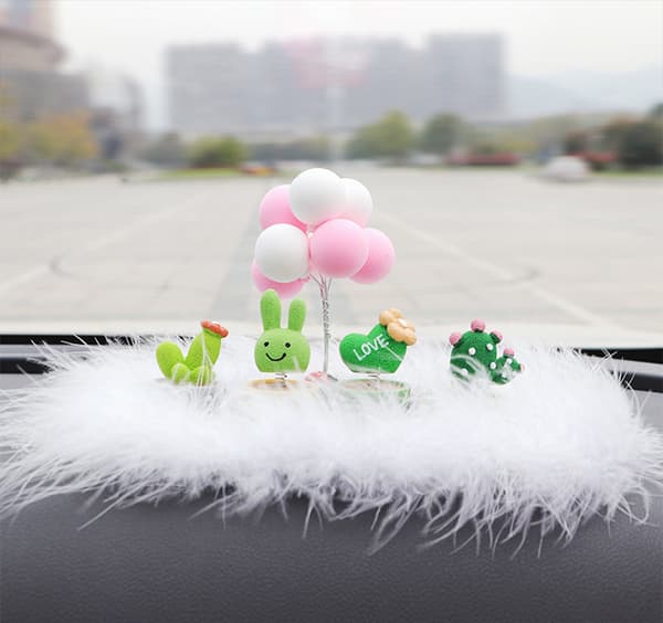 4 Bilinstrumentbräda Ornament Söt Grön Växt Kaktus Liten Krukväxt Spr