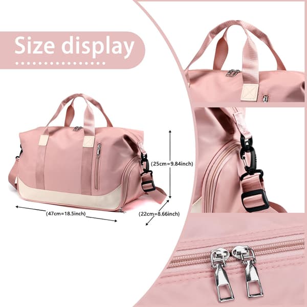 Duffelbag for menn og kvinner - rosa - med skolomme og v