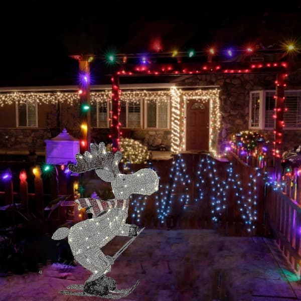 Utomhus Julfigur LED Skidande Älg Trädgårdsdekoration Ornament 30cm