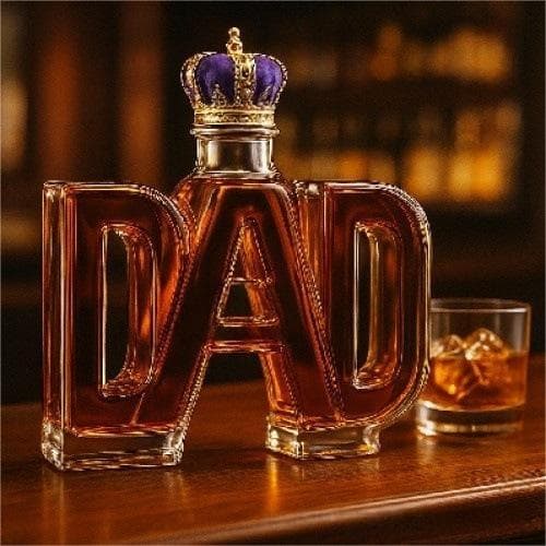 DAD Whiskeyflaske med Krone Design – Glasflaske til Fars Dag