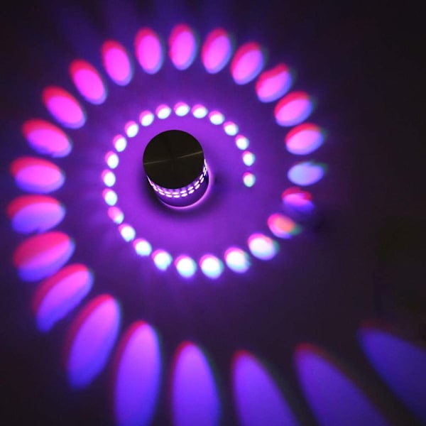 3W LED vägglampa vägglampa dimbar inomhus RGB vägglampa taklampa effektlampa halllampa spiral effekt med fjärrkontroll för