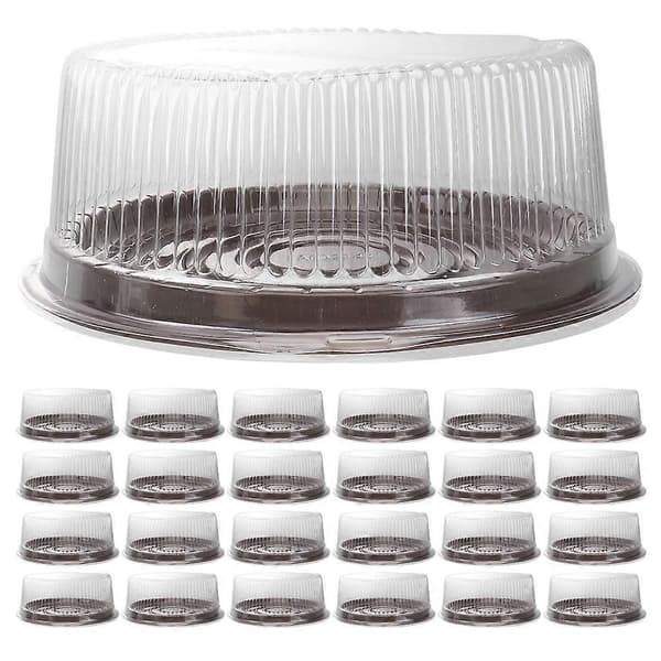 25 stk. plastkakebeholder med klare lokk, runde kakebokser, kakebeholdere
