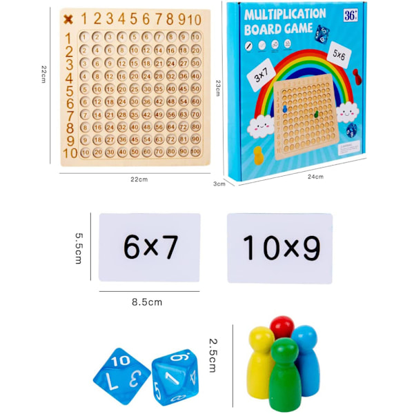 Pedagogiska Leksaker: Hundratavla i Trä för Matematik, Roligt Matematiklärande med Engagerande Montessori Räknebrädespel för Grundskoleelevers Tal