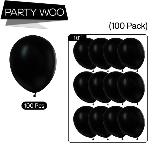 100 stk 10 tommers sorte heliumballonger, sorte heliumballonger