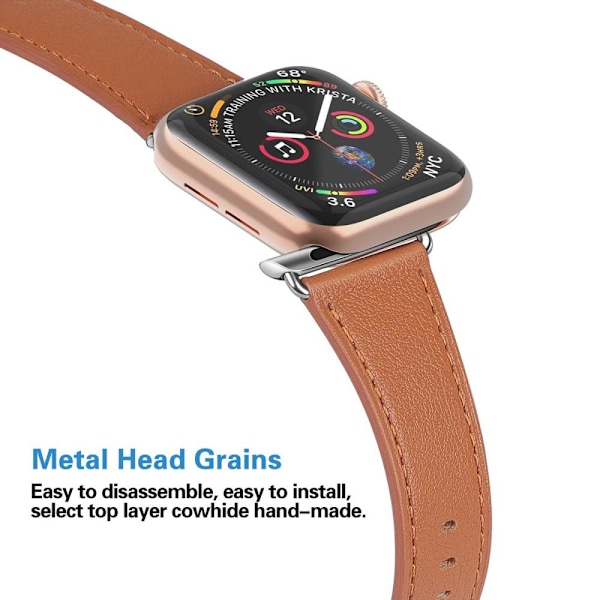 Äkta Läder Armband Apple Watch 41/40/38 mm - Brun Brown Brun
