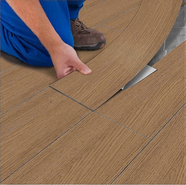 Gulvfliser med træeffekt, selvklæbende, grå vinyl PVC (20 cm x 300 cm 0,6