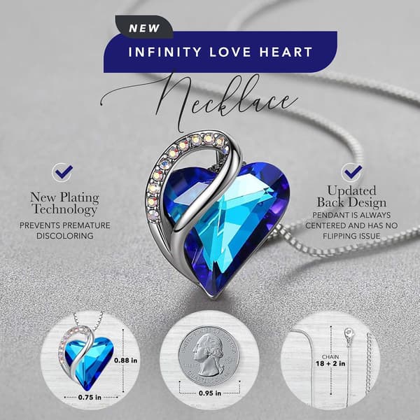 Infinity Love Heart Vedhæng Halskæde, Krystal Halskæder til Kvinder