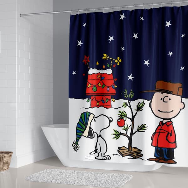 3D-printet dusjforheng - 165*180cm Snoopy valp og eier