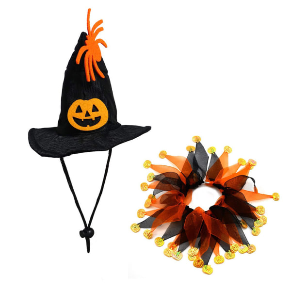 Halloween Kattdräkt Fladdermusvingar Häxkappa Trollkarl Hat Pet