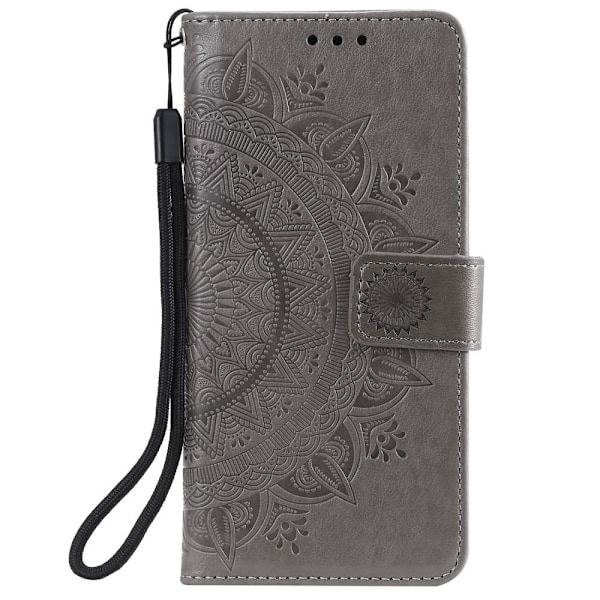 Samsung Galaxy A32 5G - Mandala Läder Fodral - Grå Grey Grå