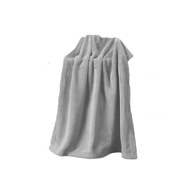 Underbar flanellfleece husdjursfilt mysig handduk enfärgad husdjursfilt (silvergrå)
