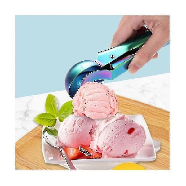 Iskrem Scoop, 2 stk. Rustfritt Stål Gull Cookie Scoop Med Trigger Melon Baller Kjegler Skje