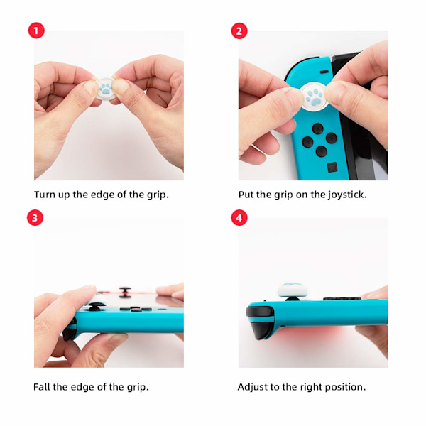 4ST Silikon Cat Paw JoyCon tumgrepp Set Joystick Caps Compati