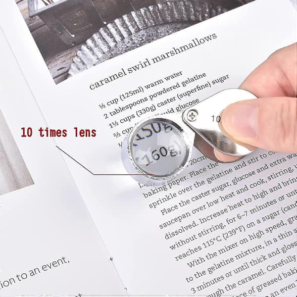 30x Juvelerlupe med etui for vitenskapsbøker, aviser (30*21mm), insekter, hobbyobservasjon