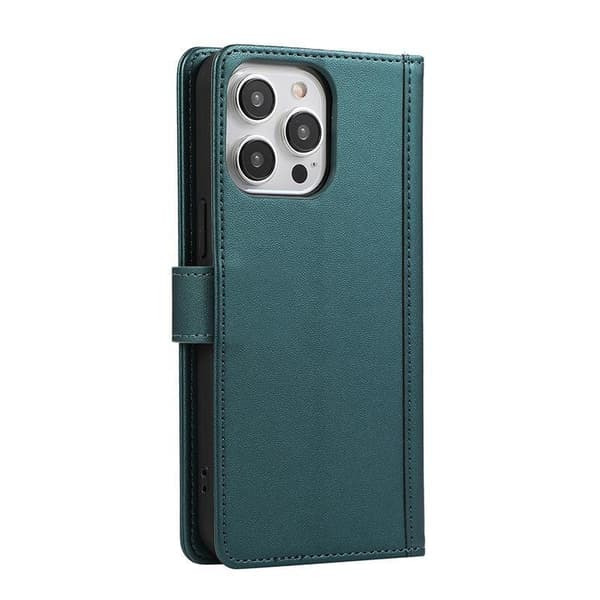 (For iPhone 13) Feeling Wallet Flip Case with Card Slots and Photo Red Rød