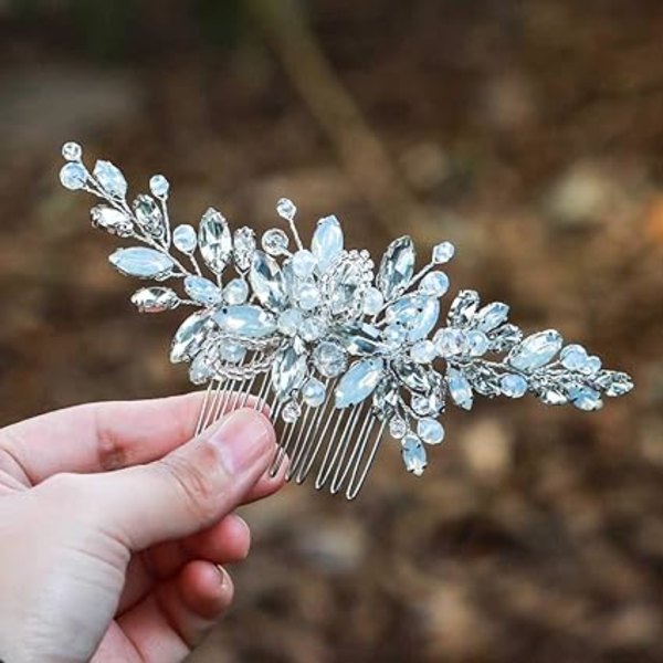 Sølv Rhinestone Brudehårkam