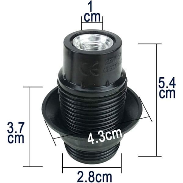 Sort E14 skrue, E14 lampeholder, 4 stk E14 fatninger, E14 fatning pære, solid pærefatning, sort adapterfatning, lampefatning dekoration
