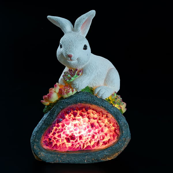 Dekorativt dyr til haven Kanin Solcellelampe Statue Dyr