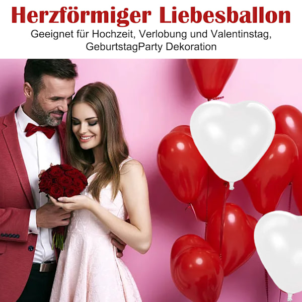 Kärlekens Duk, Hjärballonger För Att Förtrolla Dina Speciella Dagar, Röda Vita Ballonger Enfärgad Design, Partydekorationer Med En Romantisk Twist, Förtjockade