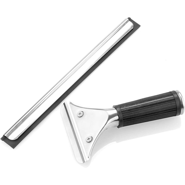 Hållbar skrapa med ergonomiskt grepp, lämplig för kök, fönster, badrum, bil, rostfritt stål, bredare blad, halkfri