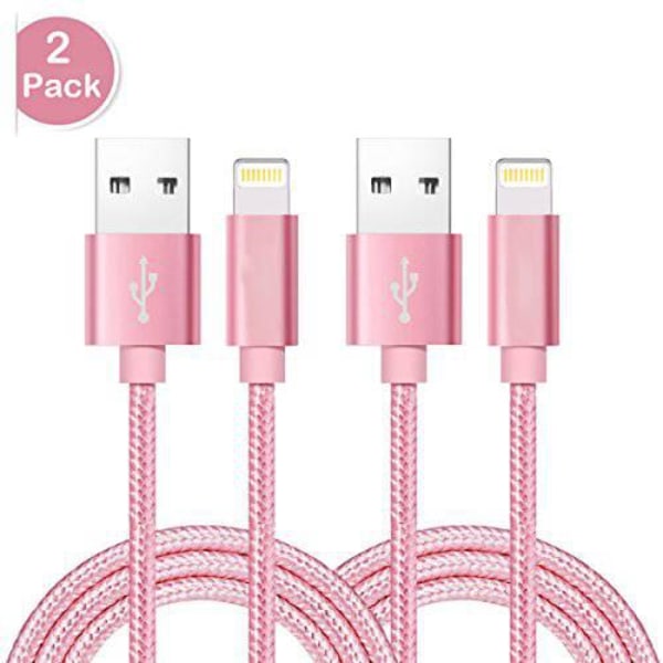 2 st Toppkvalitets 2 m iPhone-kabel - Röd