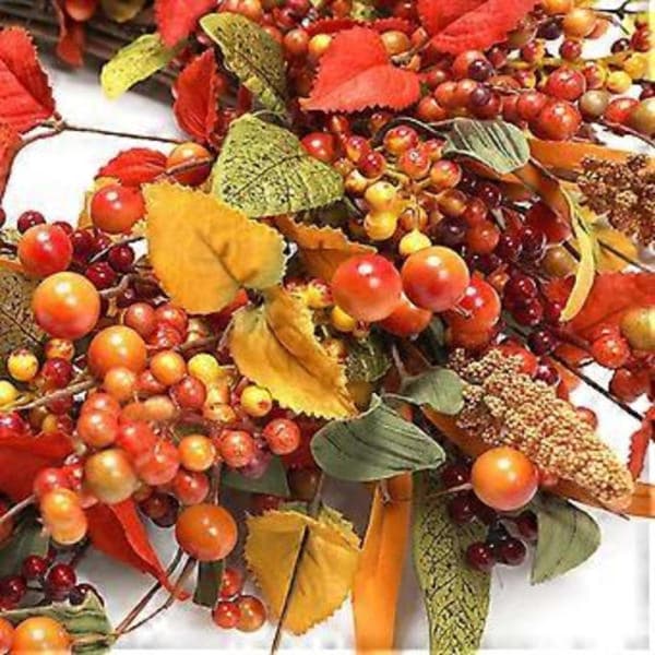 Kunstig Efterårskrans Efterårsdørkrans Efterårsbærkrans til Hjem Thanksgiving-fejring (45cm)