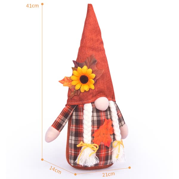 Set med 2 Deco Hösttomte Plysch Älva Thanksgiving Solrosdekor