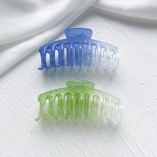 2 delar färggradient plastklämmor - blå+grön, designad