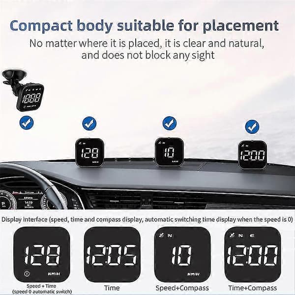HUD Bil Meter Bord Hastigheds Alarm GPS -up Display Auto Elektronisk Tilbehør Passer Til Alle