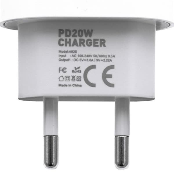 Oplader til iPhone - Strømadapter - 20W USB-C - Hurtigoplader Hvid