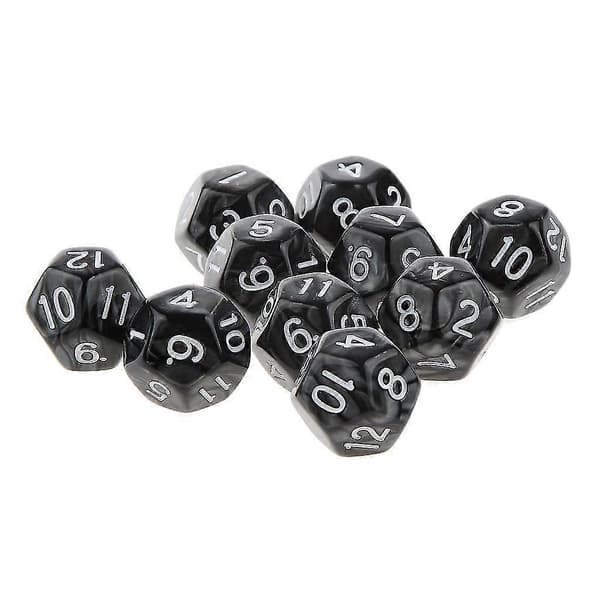 4x 10 stk Tolvsidige Terninger D12 Spill D&d Rpg Festspill Terninger Svart