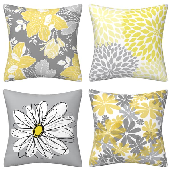 4 putetrekk, blomsterputetrekk til sofa, hjem, stue, seng
