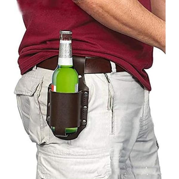 2-pack PU-läder ölholster, ölhållare bälte dryck midjeväska