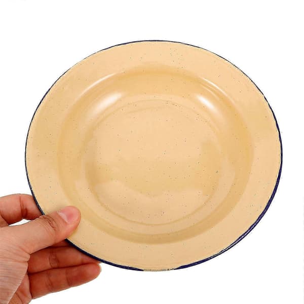 4 st Emaljfat Okrossbara Emaljerade Middagstallrikar Serveringsfat Bricka Sallad Pastatallrik