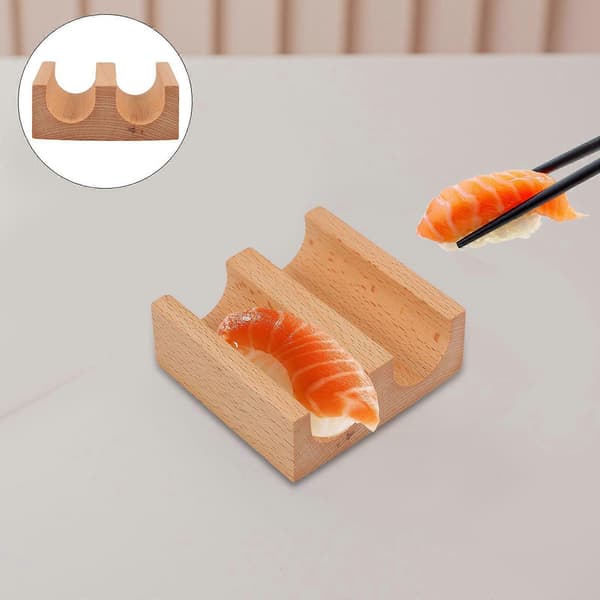 Håndrullet Sushi Holder Træ U-formet Sushi Stativ Sushi Rack Sushi Serveringsstativ (2-gitter)