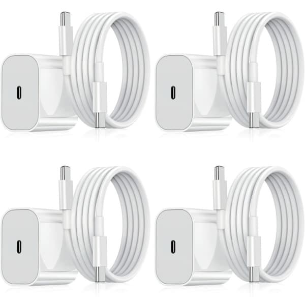 4-pack - Snabbladdare för Samsung - 25W Laddare + Kabel - Vit