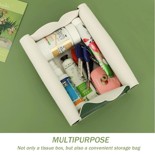 Elegant Rektangulär Tissue Box Organizer, Stilren Design Vattenresistent PU Läder Dekorativ Tissuehållare För Badrum Och Vardagsrum, Vikbar Och