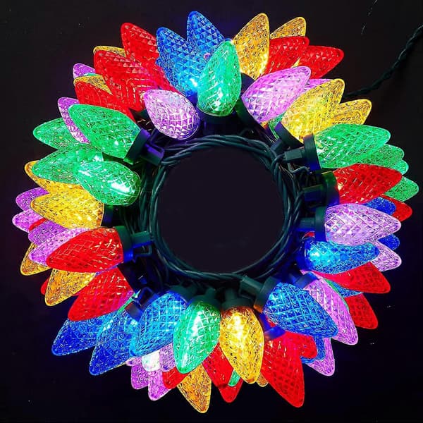 C9 julelys udendørs julepynt 60 LED-lys juletræ lyskæde sæt til indendørs udendørs bryllup, ferie, fest, hjem