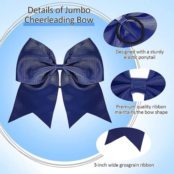 2-pakning store cheerleading-sløyfer i marineblått, 20,3 cm