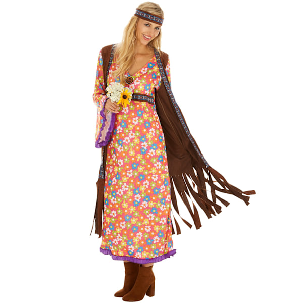 tectake Maskeraddräkt Dam Hippie Lovisa MultiColor XXL